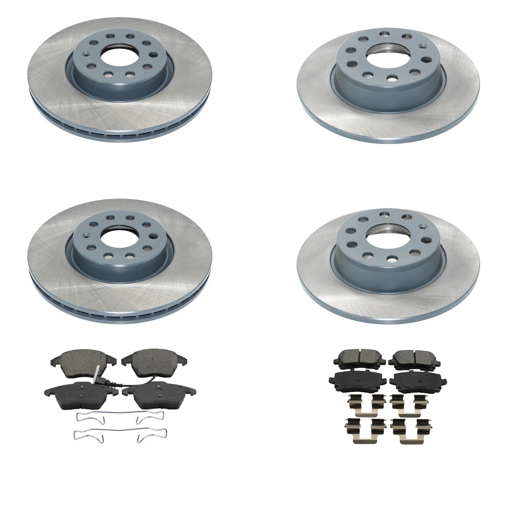 Set of 4 DuraGo Rotors & Bosch QuietCast Brake Pads for A3 Eos Jetta (2006–2016)