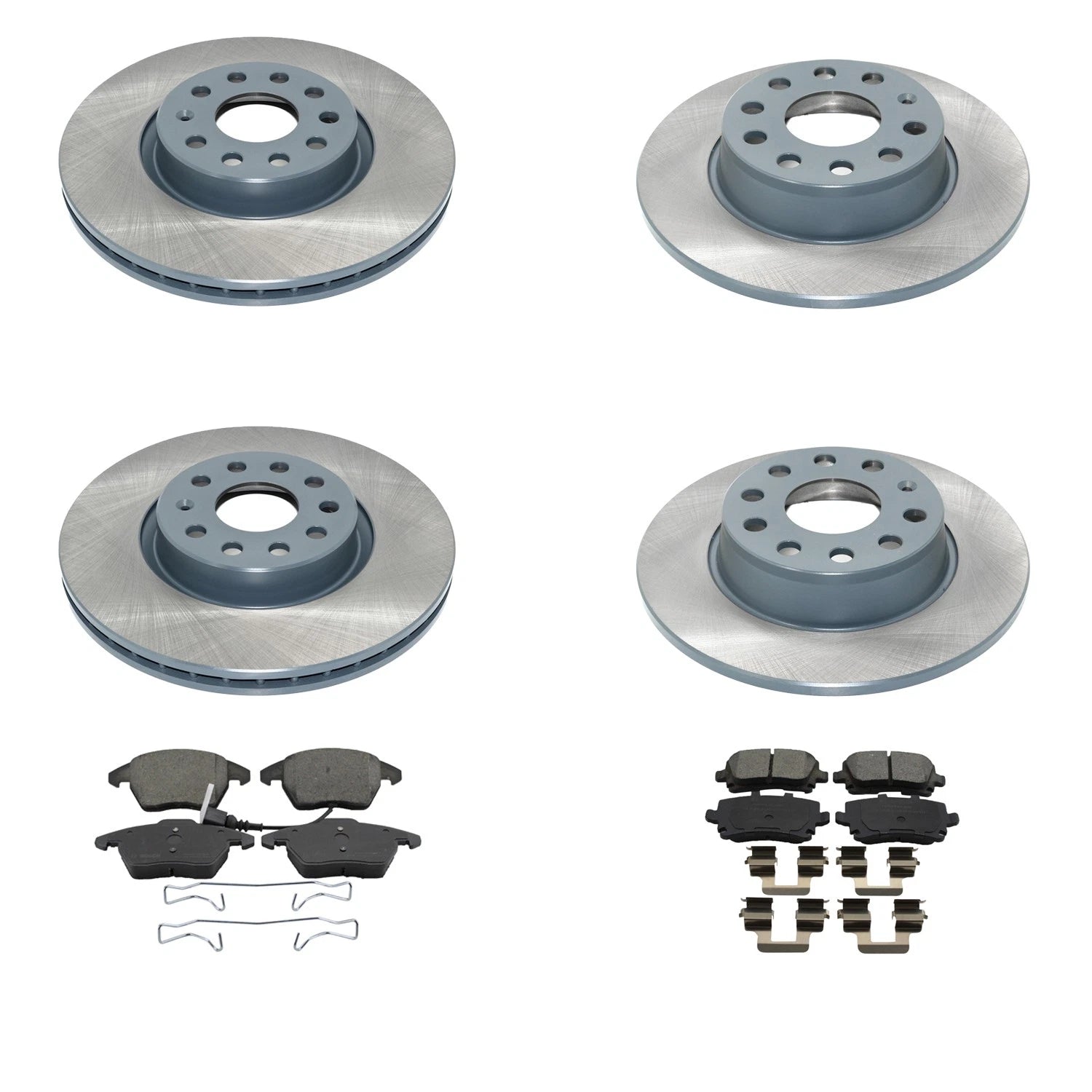 Set of 4 DuraGo Rotors & Bosch QuietCast Brake Pads for A3 Eos Jetta (2006–2016)