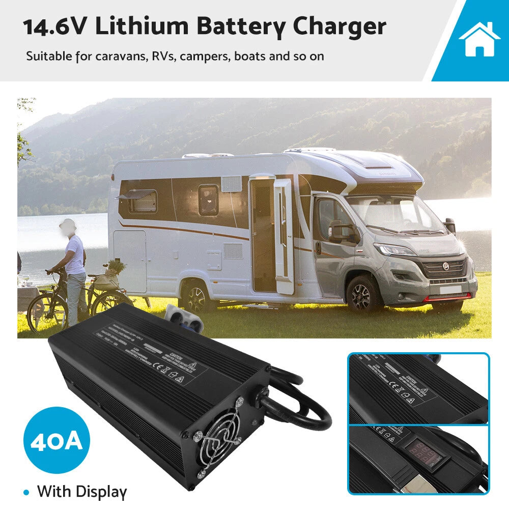 LiFePO4 Battery Charger 40A 14.6V with LED Display for OZ (AC/DC)