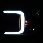 LED DRL Headlights for Ford F150 (2018–2020) - Black/Amber, Sequential Signal