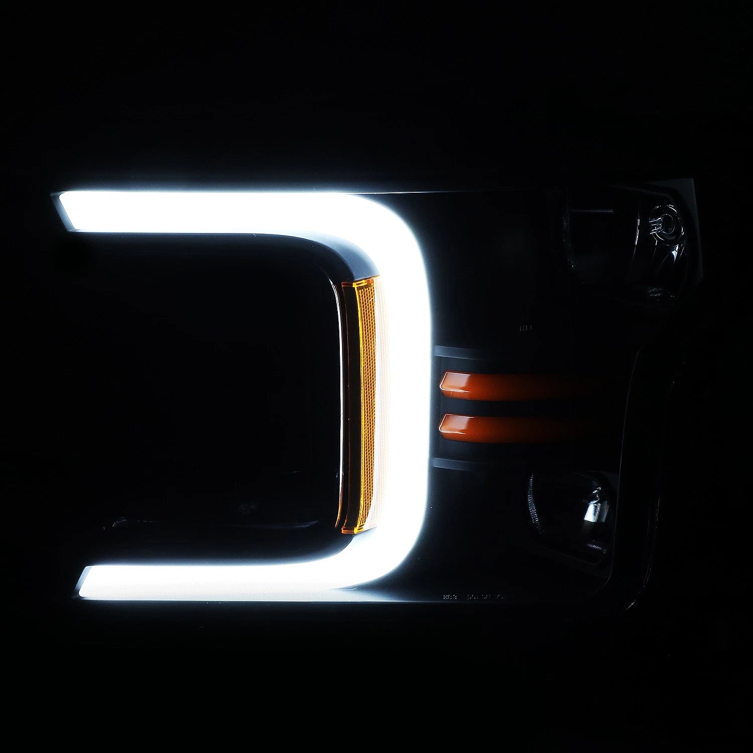 LED DRL Headlights for Ford F150 (2018–2020) - Black/Amber, Sequential Signal