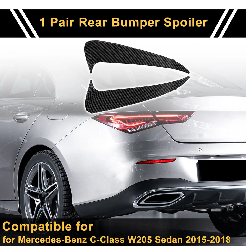 1 Pair Rear Bumper Spoiler for Mercedes-Benz C-Class W205 (2015–2021) Black ABS