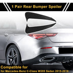 1 Pair Rear Bumper Spoiler for Mercedes-Benz C-Class W205 (2015–2021) Black ABS