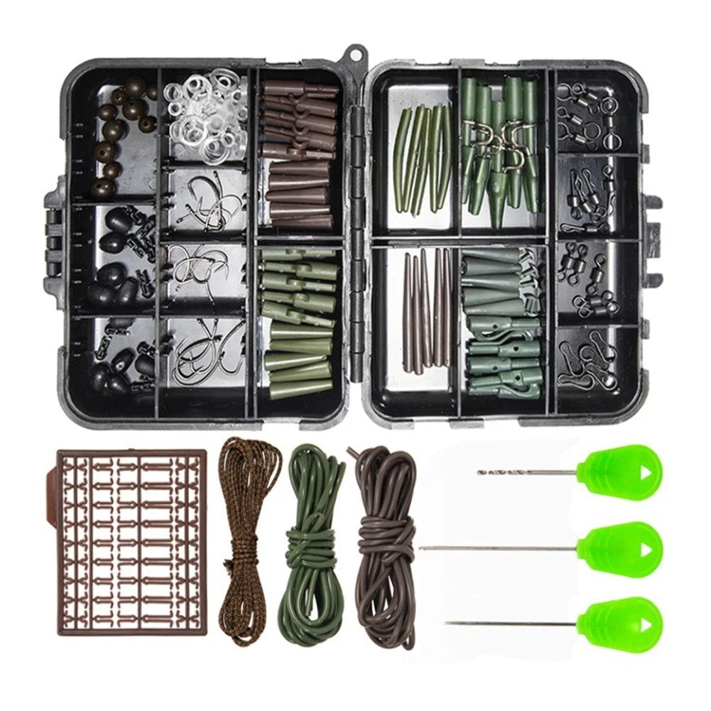 94-Piece Carp Fishing Accessories Kit - PE Nylon, Stainless Steel, Soft Rubber