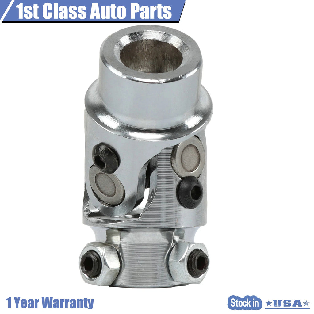 Chrome 3/4" Round x 3/4" DD Steering Shaft U-Joint for Universal Street Rod