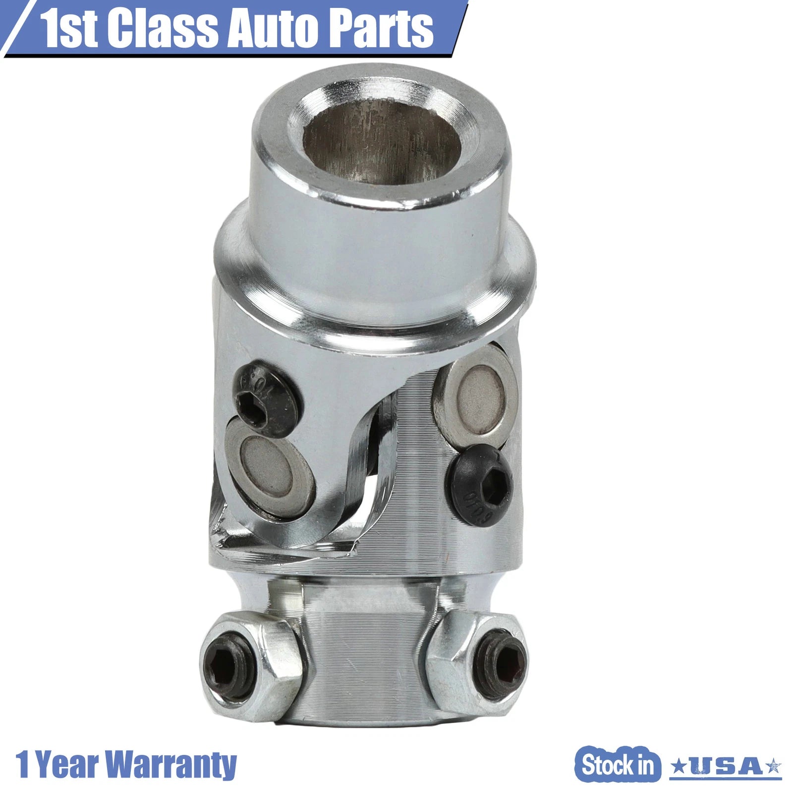 Chrome 3/4" Round x 3/4" DD Steering Shaft U-Joint for Universal Street Rod