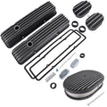 Finned Tall Valve Covers & Oval Air Cleaner Kit for Chevy SBC