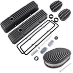 Finned Tall Valve Covers & Oval Air Cleaner Kit for Chevy SBC