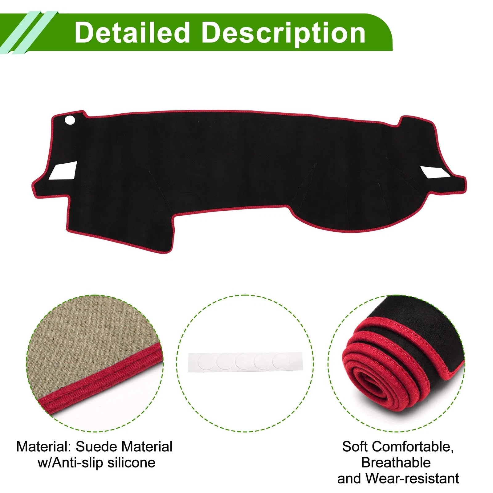 Dashboard Cover Mat for Subaru Outback (2015–2023) Black Red