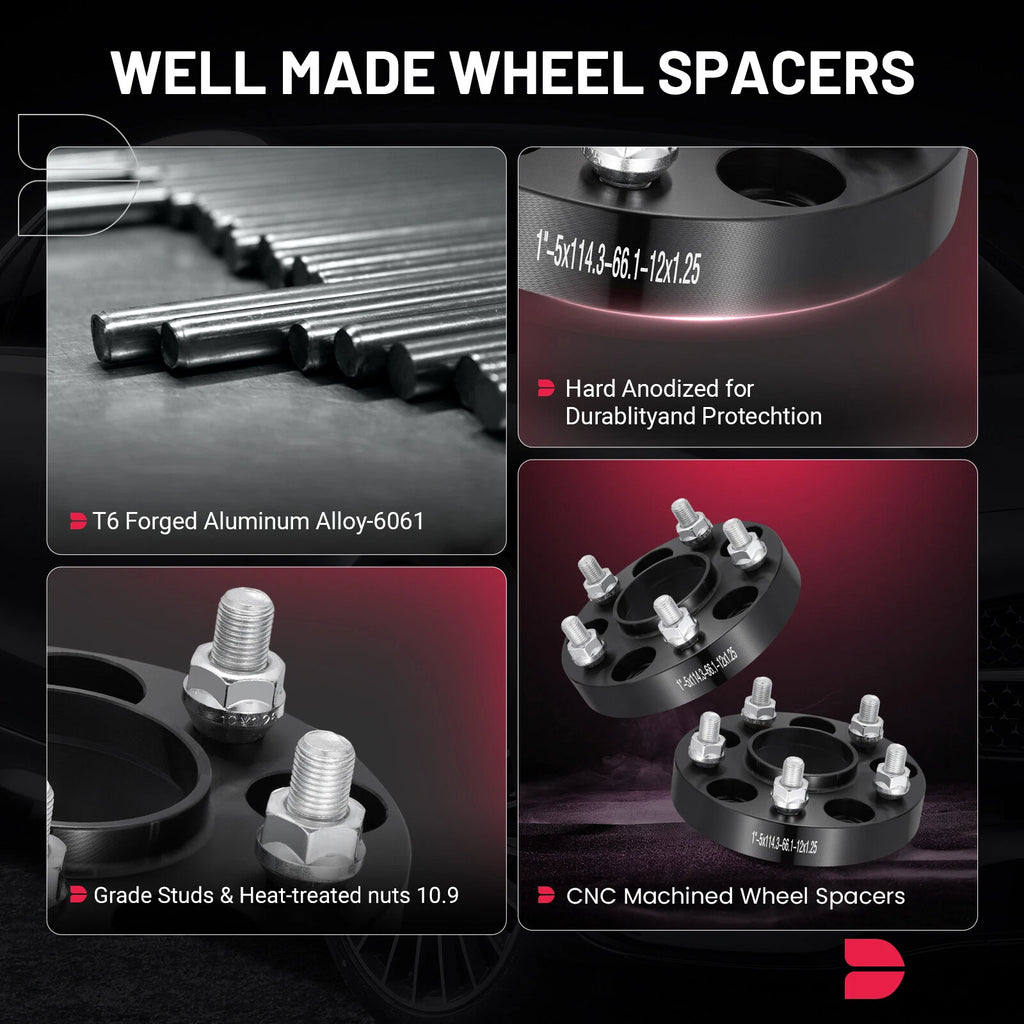 1-Inch 25mm 5x4.5 (5x114.3) Hubcentric Wheel Spacers for Nissan/Infiniti (2003–2017)