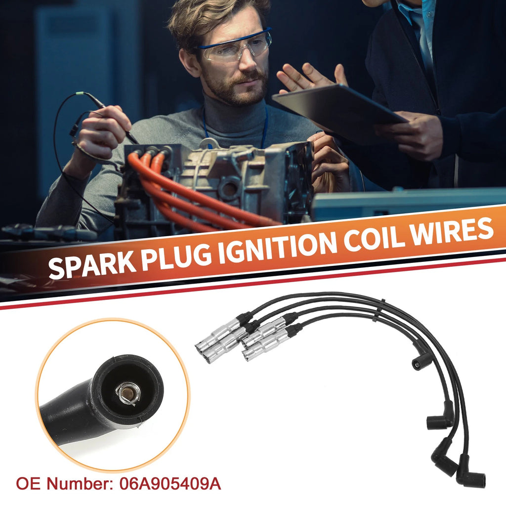 Set of 4 Spark Plug Wire Ignition Coil Cables No. 06A905409A for Audi A3 (1996–2003)