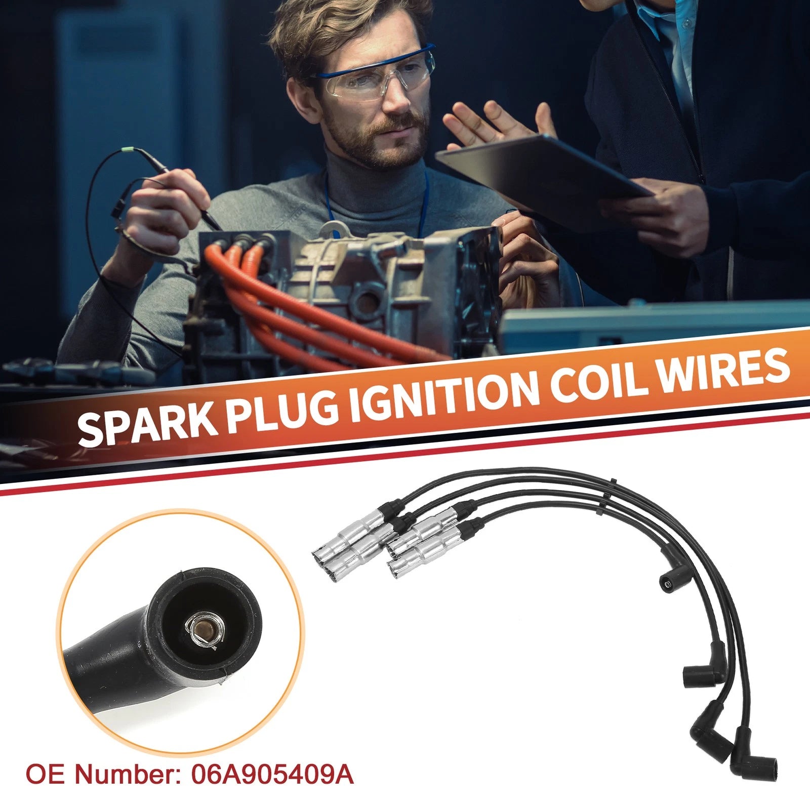 Set of 4 Spark Plug Wire Ignition Coil Cables No. 06A905409A for Audi A3 (1996–2003)