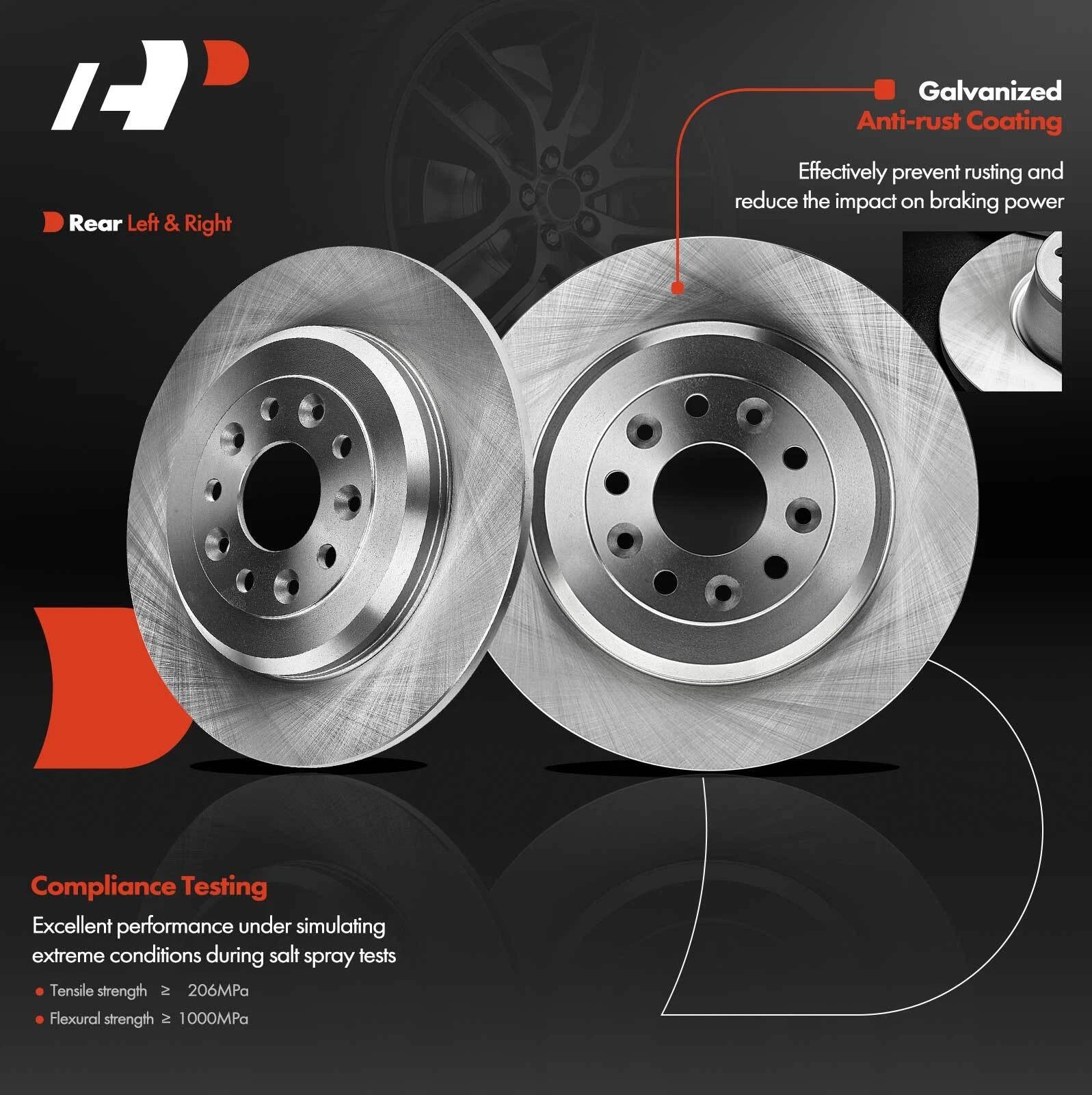 Set of 2 Rear Brake Rotors & Pads for Ford Flex (2009)