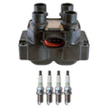 Set of 4 Denso Ignition Coils & NGK Platinum Spark Plugs for Mazda 626 (1998–2002)