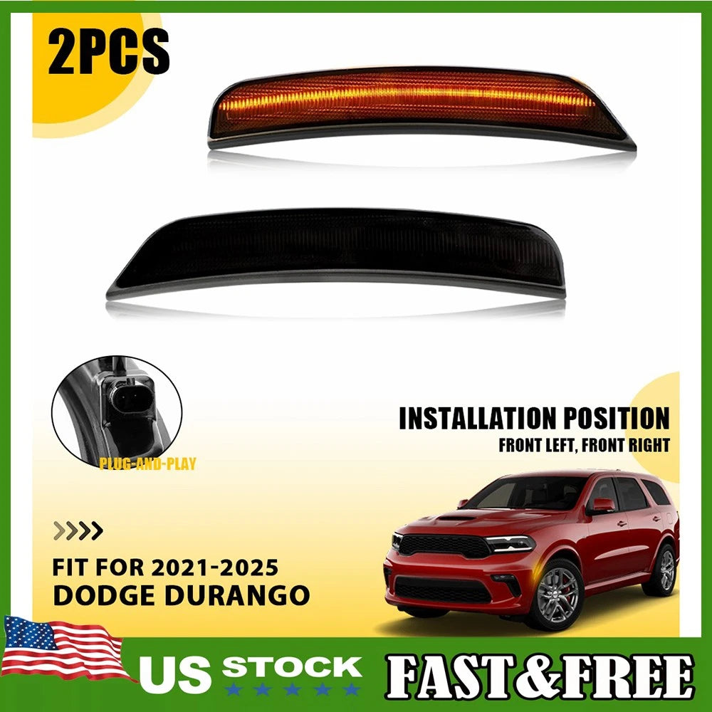 Smoke Lens Amber LED Side Marker Lights for Dodge Durango (2021–2025)