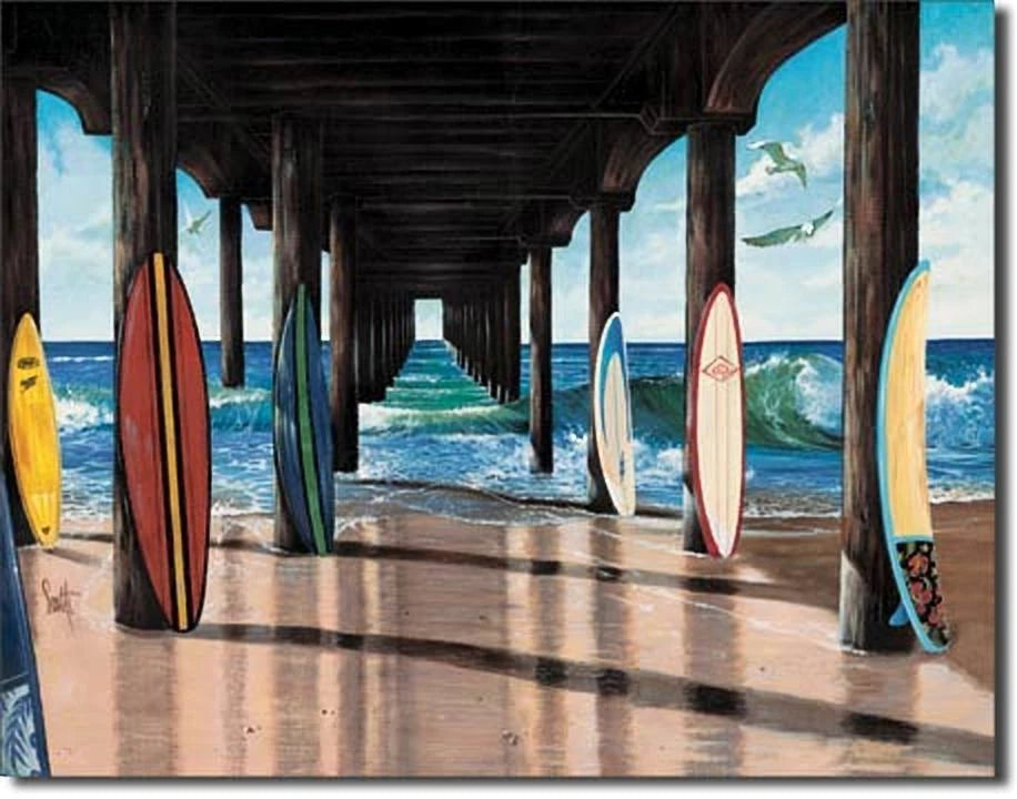 Vintage Replica Tin Metal Sign for Surf Board Hang Ten Beach (1457)