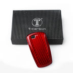 Remote Smart Key Fob Shell Cover for BMW 1 3 5 6 7 Series X3 X5 (Carbon Fiber Red)