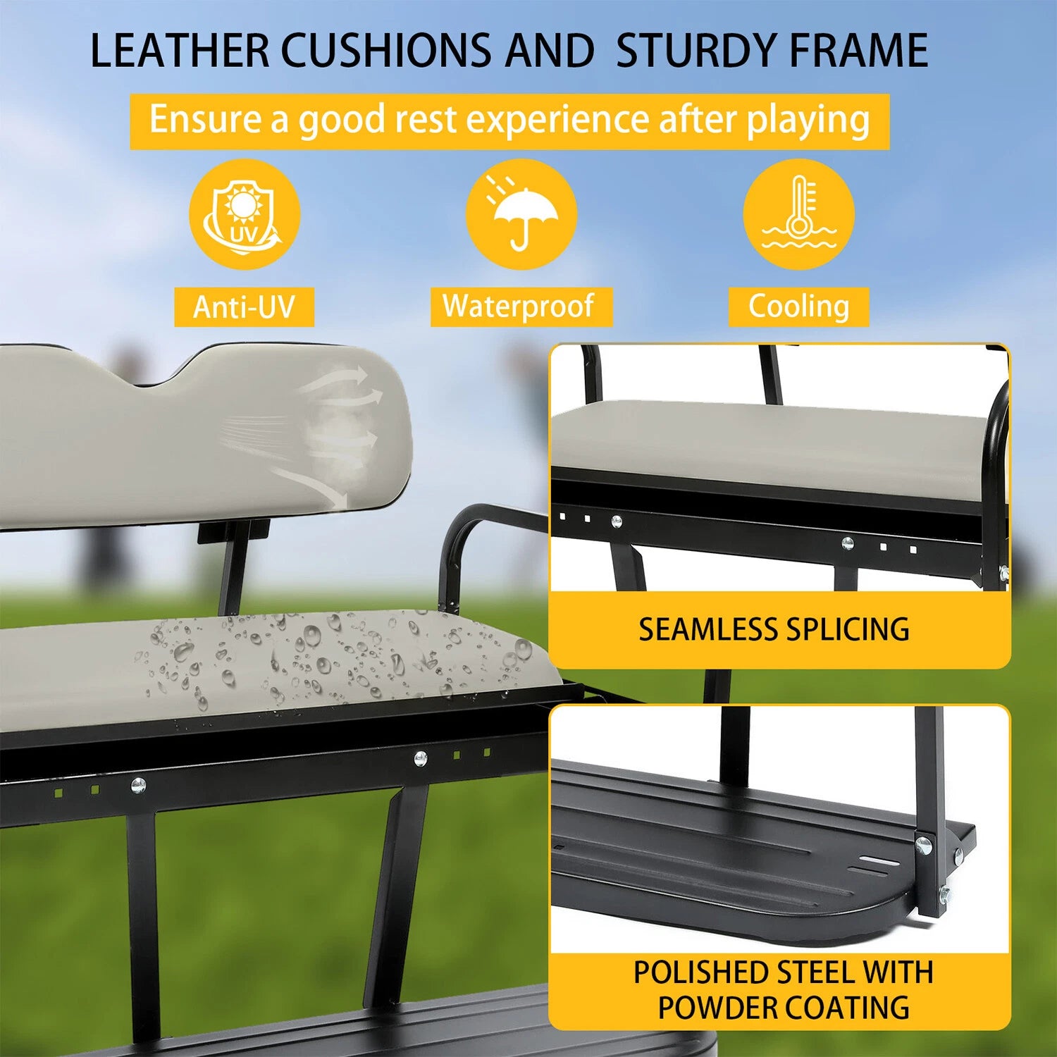 Folding Steel Frame Flip Rear Back Seat for EZGO Marathon (Pre-1994)