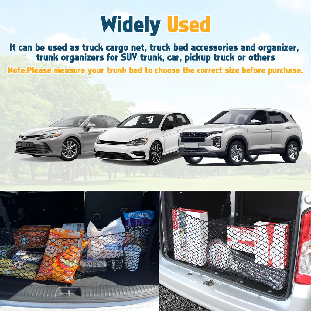 Rear Cargo Nylon Adjustable Elastic Storage Organizer Net for Universal Fit (2010-2025)