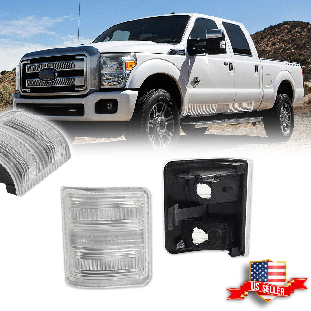 Clear Lens Side Mirror Marker Signal Light Housings for Ford F250 F350 F450 F550
