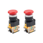 2X 22mm Mushroom Momentary Push Button Switch Red 1NC/NO DC220V