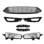 Set of 7 Front Bumper Upper Grille with Fog Lights for Ford Focus (2015–2018)