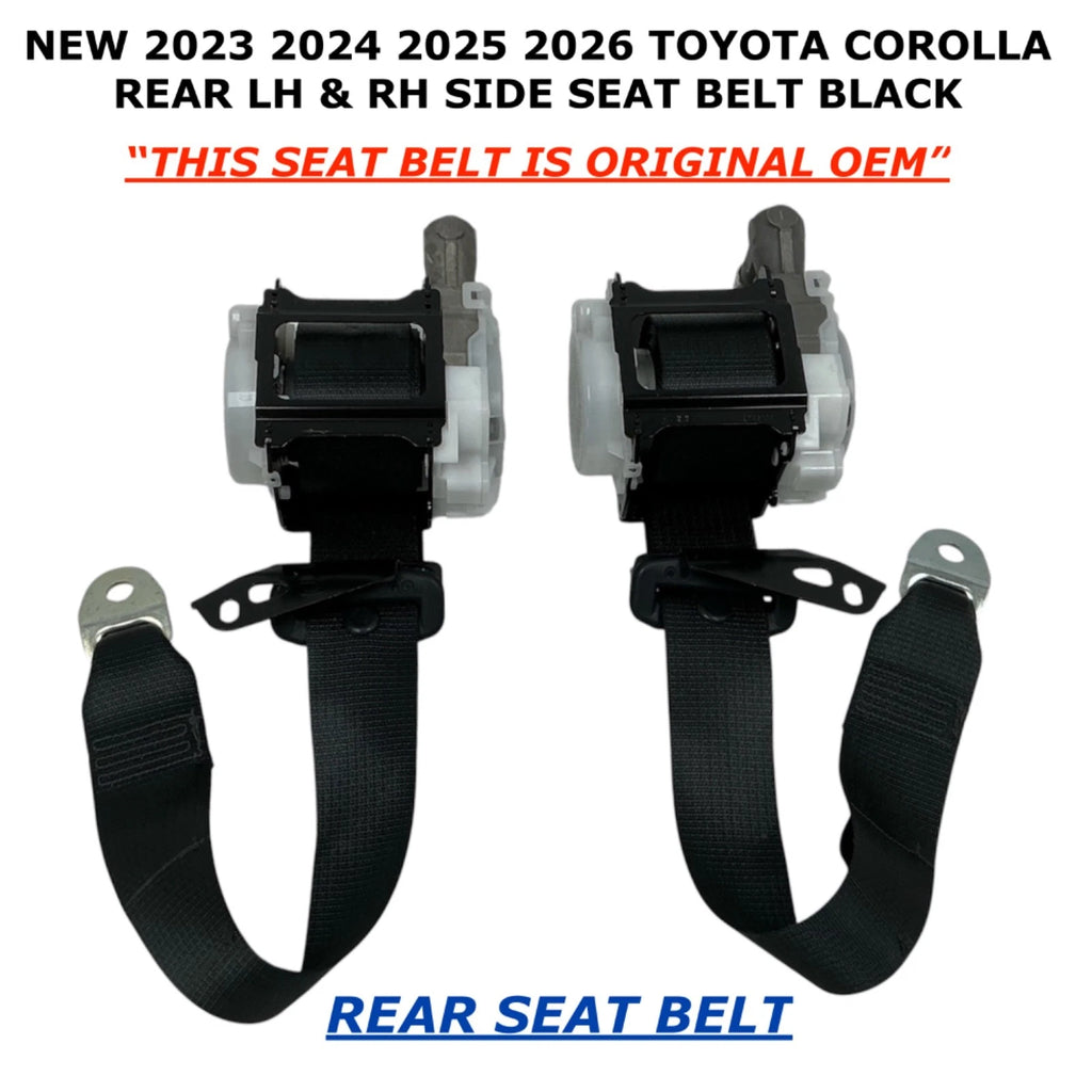 Set of 2 Rear Seat Belts for Toyota Corolla (2023–2026) Black
