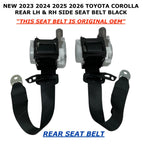 Set of 2 Rear Seat Belts for Toyota Corolla (2023–2026) Black