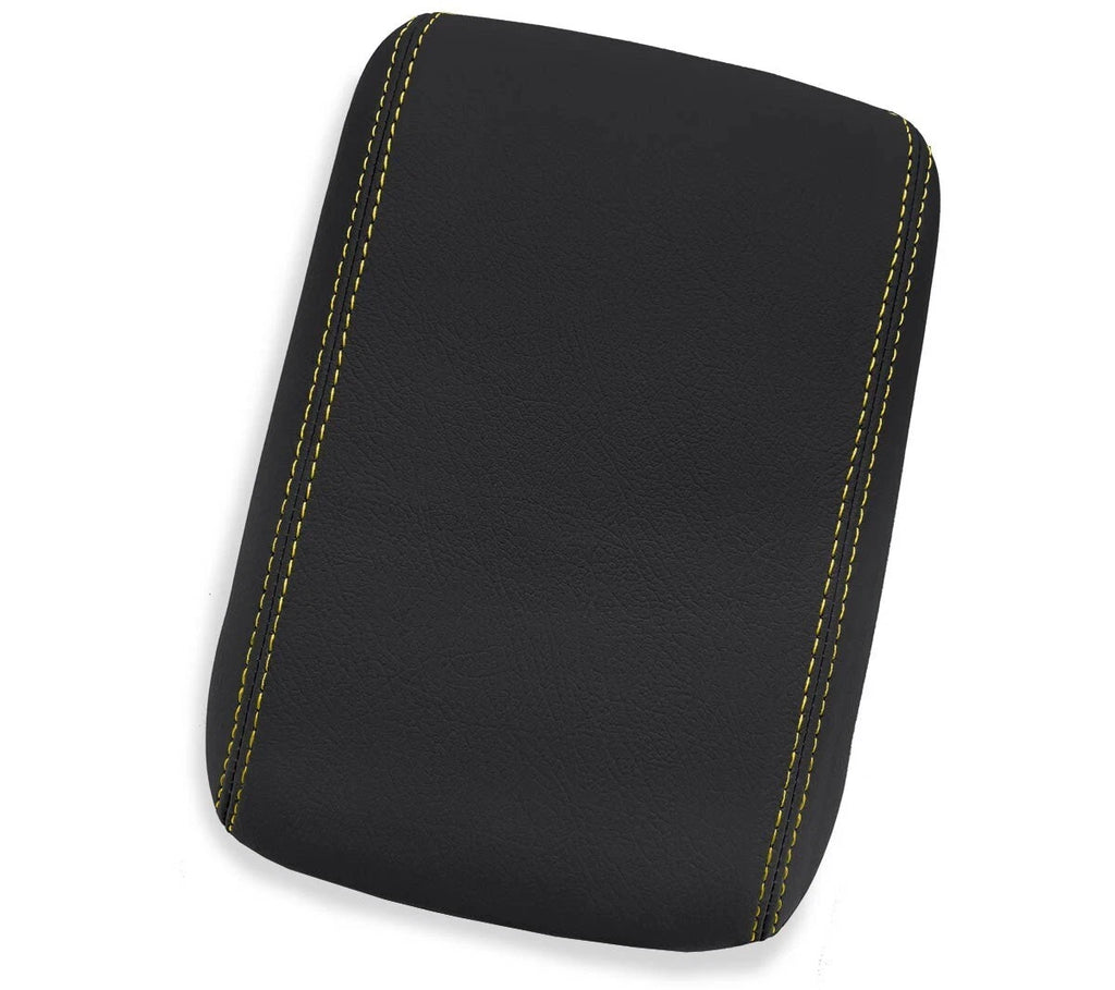 Leather Console Lid Armrest Cover for Honda CR-V (2017–2021) Yellow Stitch