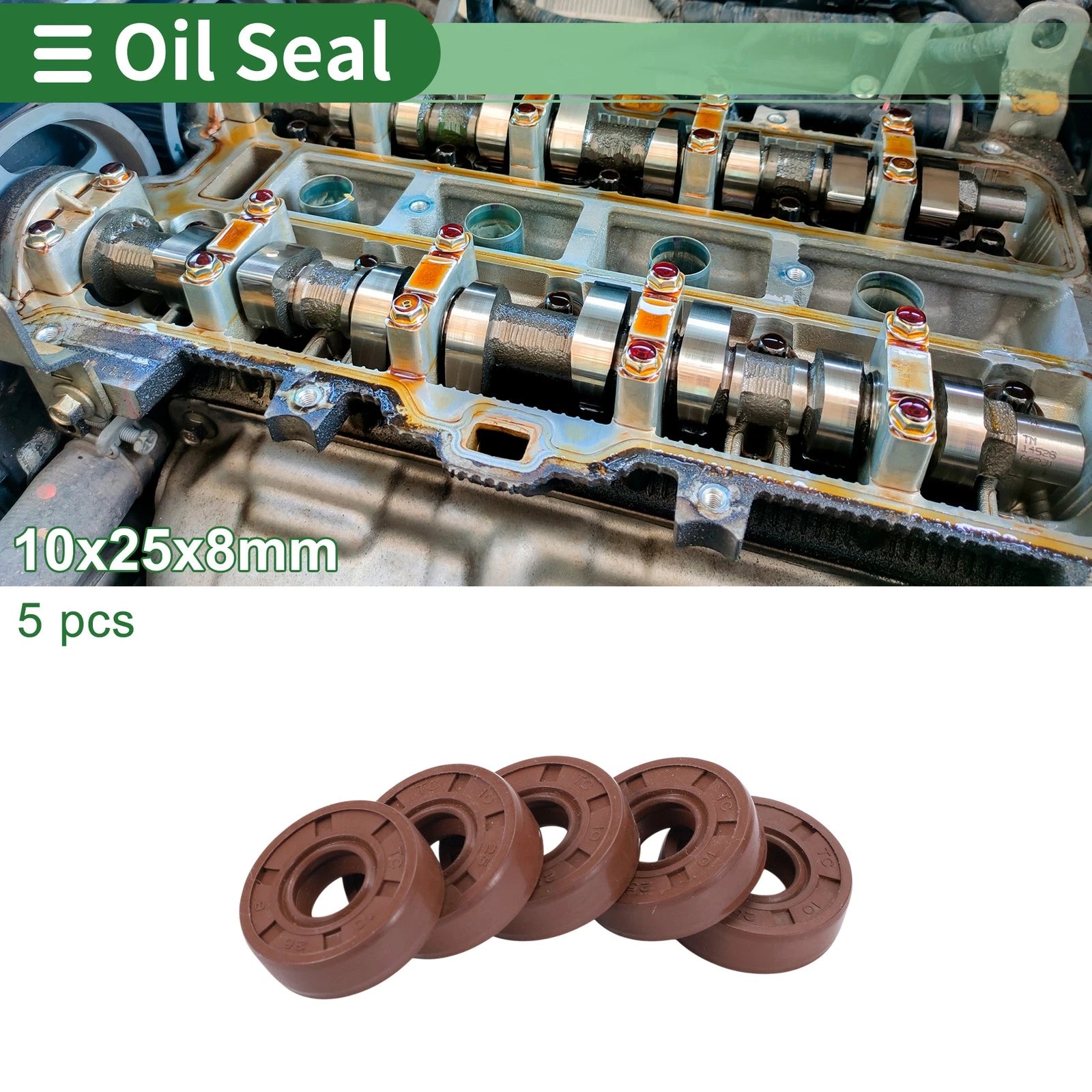 Set of 5 Oil Seal Rotary Shaft Seal 10x25x8mm for Various Models