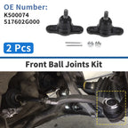 2X Front Lower Ball Joints for Hyundai Elantra (2007–2010) No.K500074/517602G000