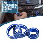 Set of 3 AC Audio Volume Knob Ring Covers for Chevy Malibu (2017–2022) Blue