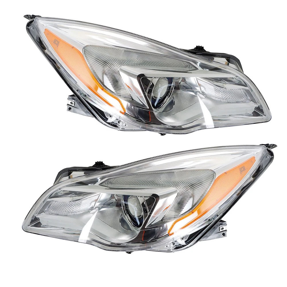 Set of 2 Halogen Headlights for Buick Regal (2014-2017) Chrome Finish
