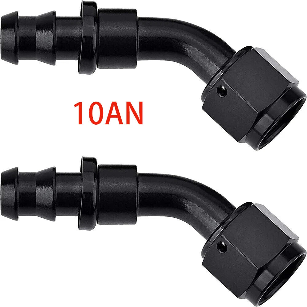 2Pcs 10AN AN10 45° Fuel Gas Line Push-On Lock Hose End Fitting (2010–2025)