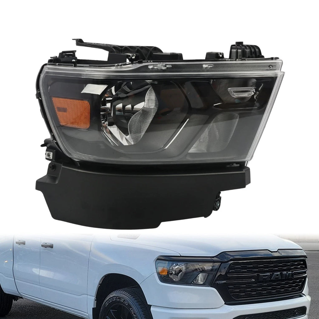 Halogen Headlight Assembly for Dodge Ram 1500 (2019–2023) Passenger Side Black