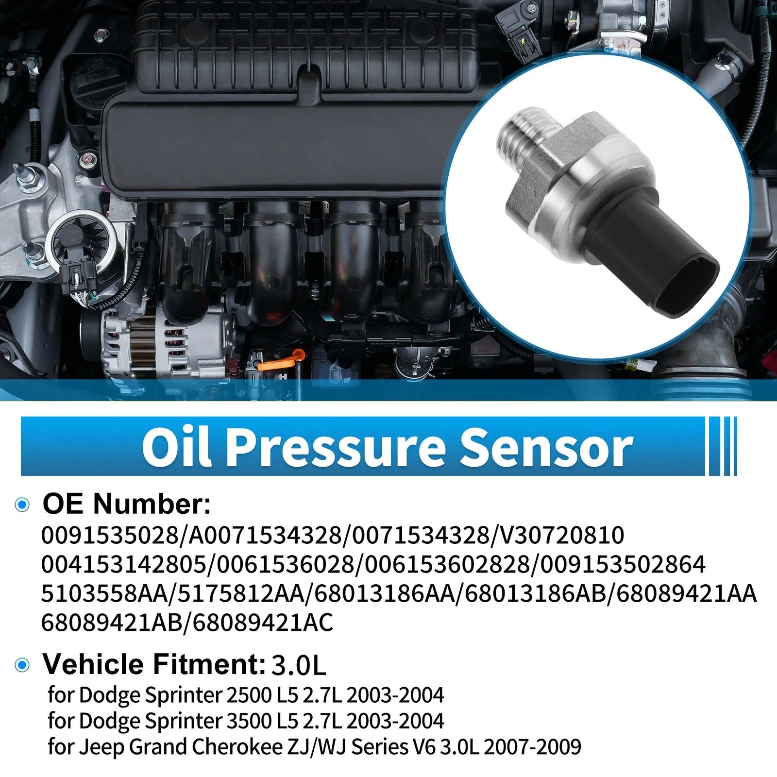 Engine Oil Pressure Sensor for Dodge Sprinter 2500 (2003–2004) 0091535028
