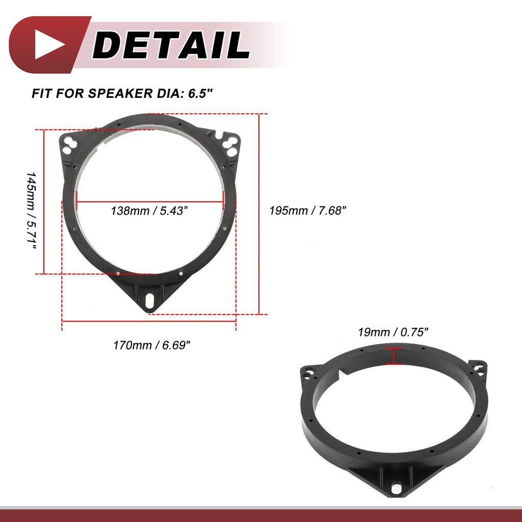Set of 2 Speaker Spacer Rings for Nissan Murano (2003–2019) 6.5"