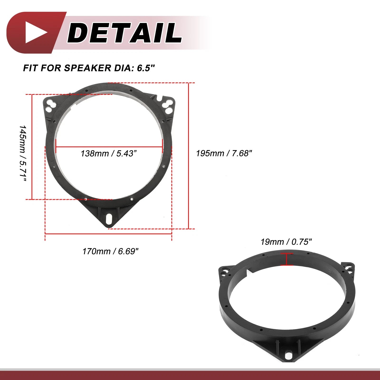 Set of 2 Speaker Spacer Rings for Nissan Murano (2003–2019) 6.5"