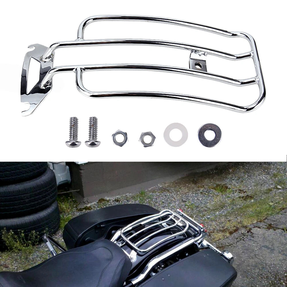 Chrome Rear Solo Seat Luggage Fender Rack for Harley Touring Electra Glide (1998–2008)