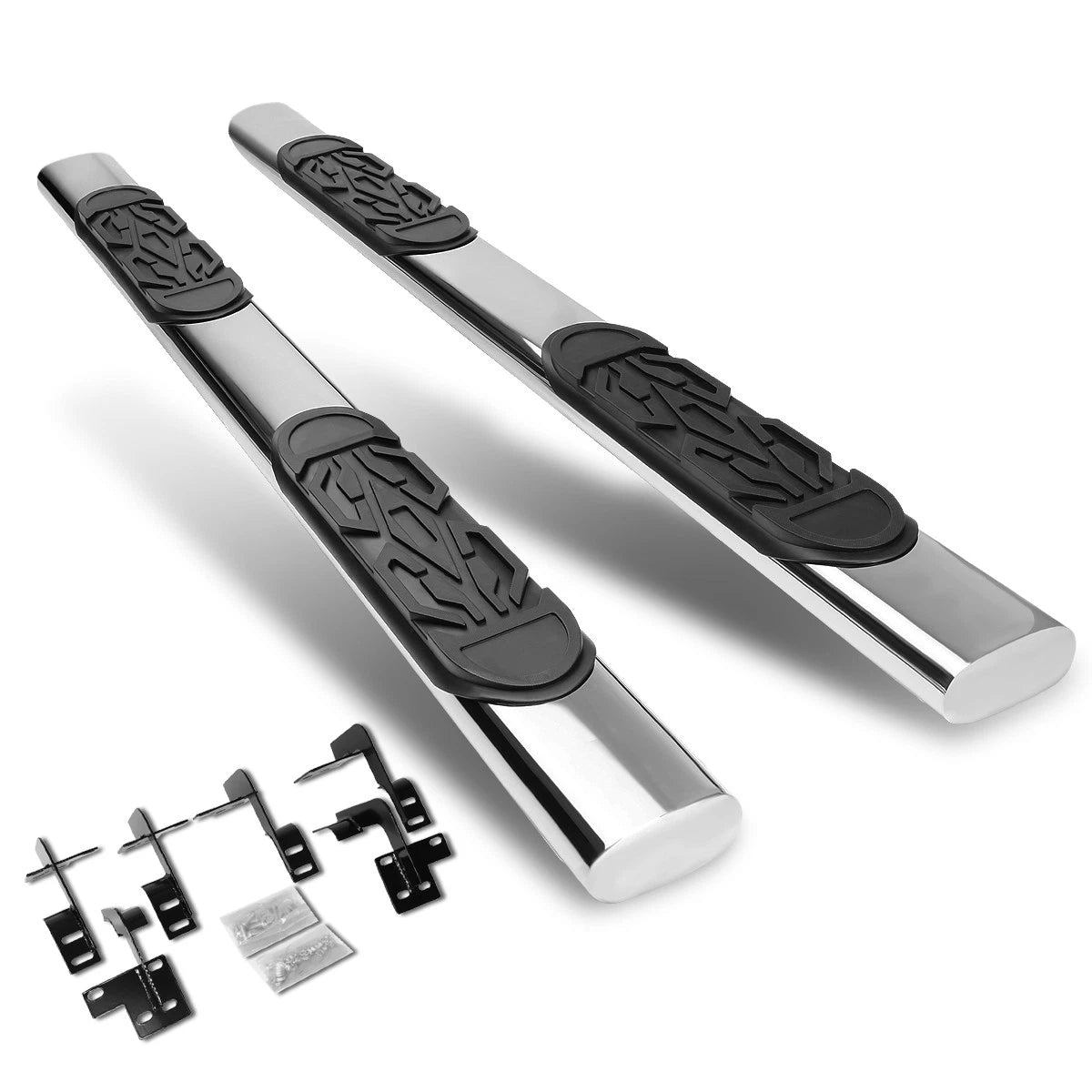 Set of 2 Chrome 6" Oval Side Step Nerf Bars for RAM 1500 (2019–2024)