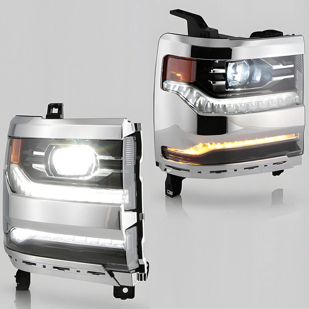LED Headlight for Chevy Silverado 1500 (2016–2018) w/LED Module Chrome Bezel