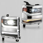 LED Headlight for Chevy Silverado 1500 (2016–2018) w/LED Module Chrome Bezel