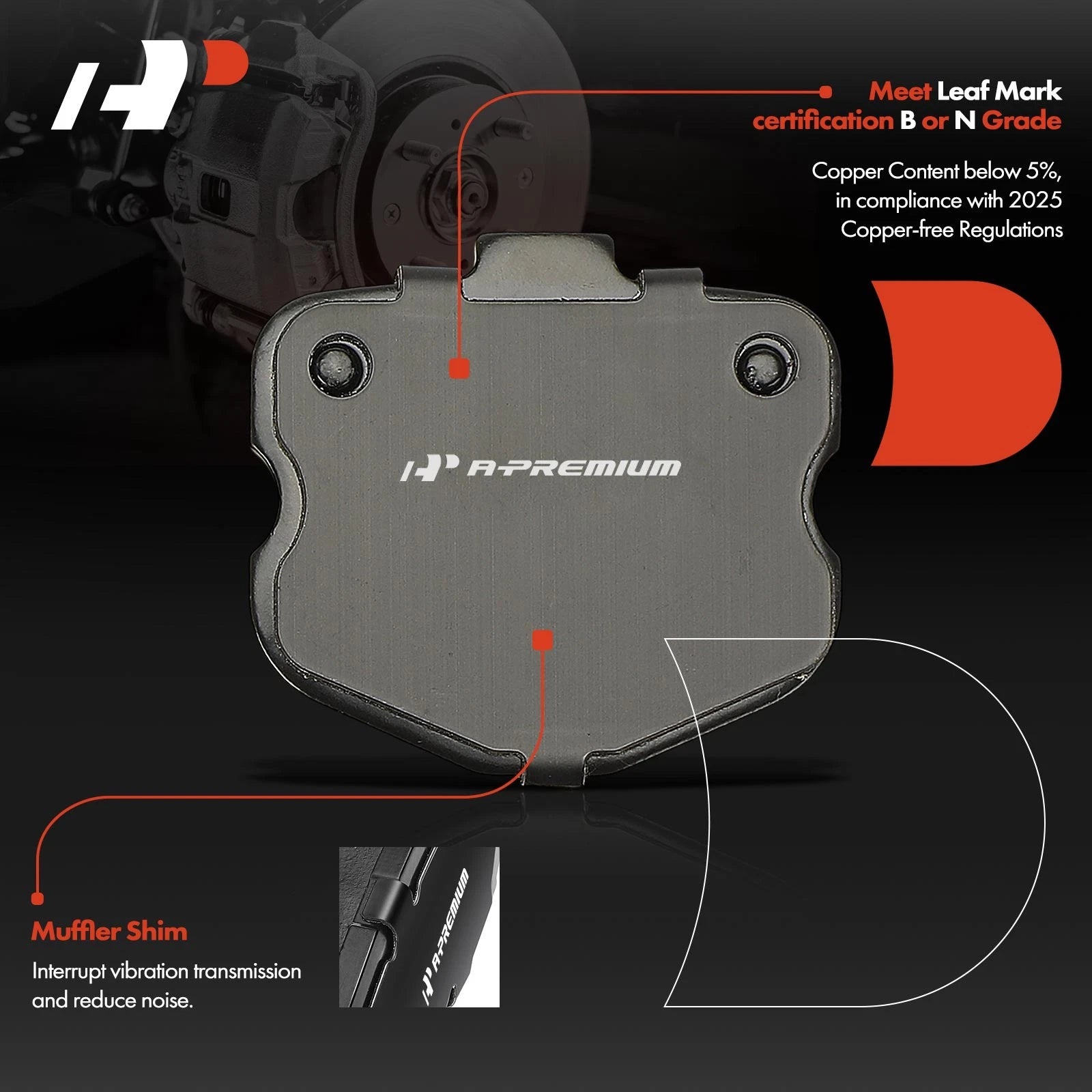 8x Front Ceramic Brake Pads for Chevrolet Corvette (2006-2013)