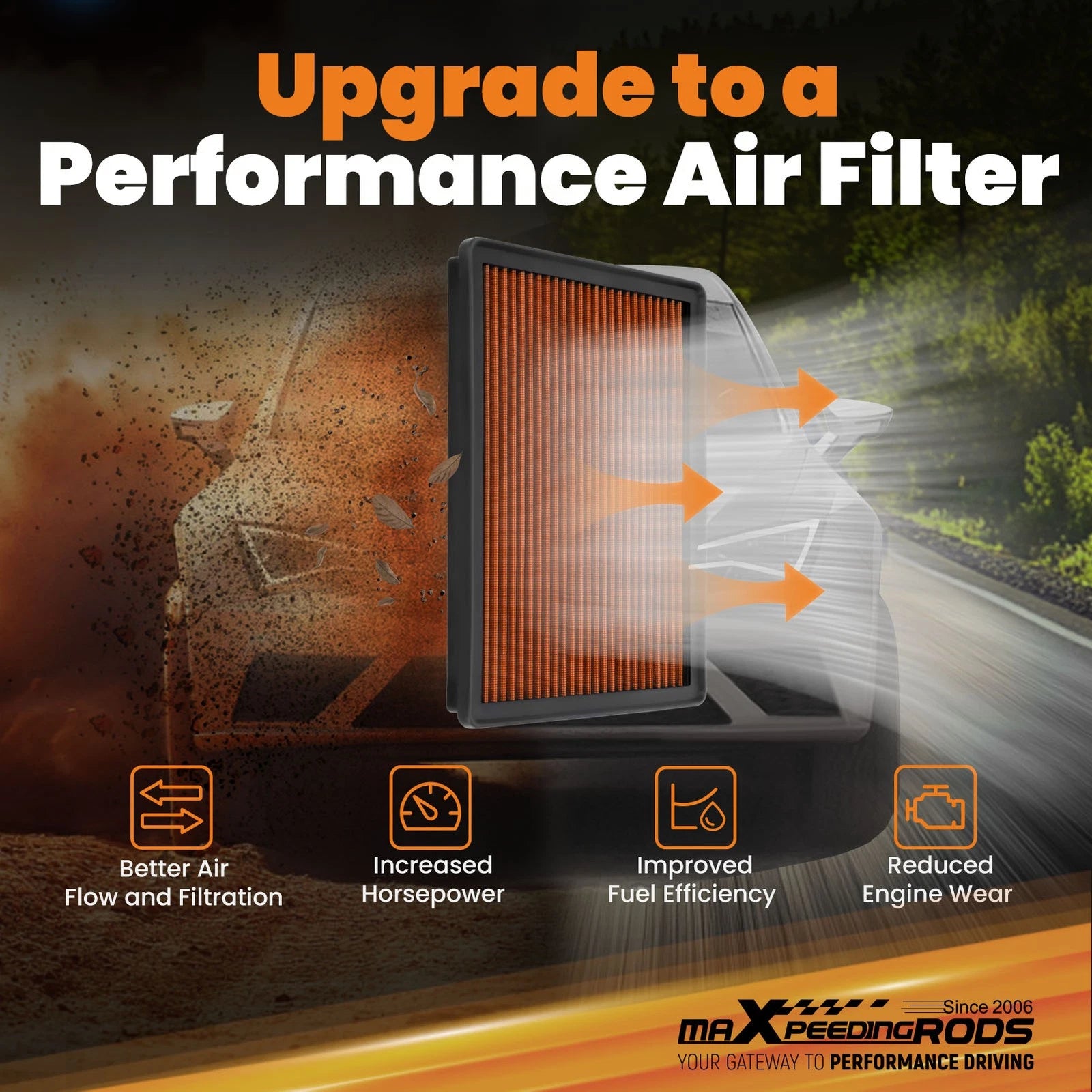 Engine Air Filter for Chevy Silverado GMC Sierra 1500 (2014-2023)