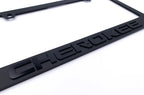 Matte Black License Plate Frame with Jeep Cherokee Script Emblem for Jeep Wrangler (2018–2024)
