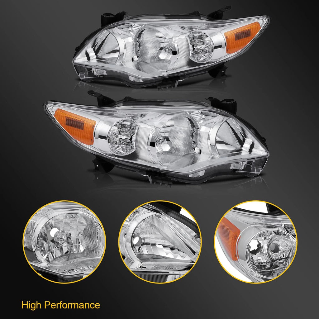 Pair of Front Headlights Assembly for Toyota Corolla (2011–2013)