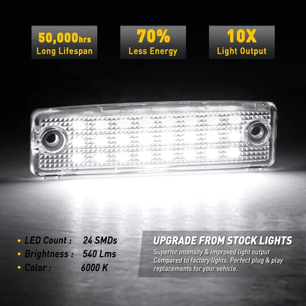 2X 6000K LED White License Plate Light for Toyota 4Runner Sequoia (1996–2021)