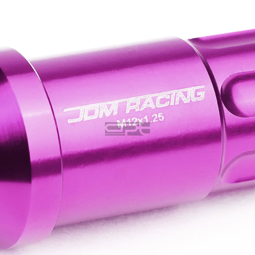 20 PC Open End M12x1.25 50mm Tall Purple Aluminum Lug Nuts + Lock Key for JDM