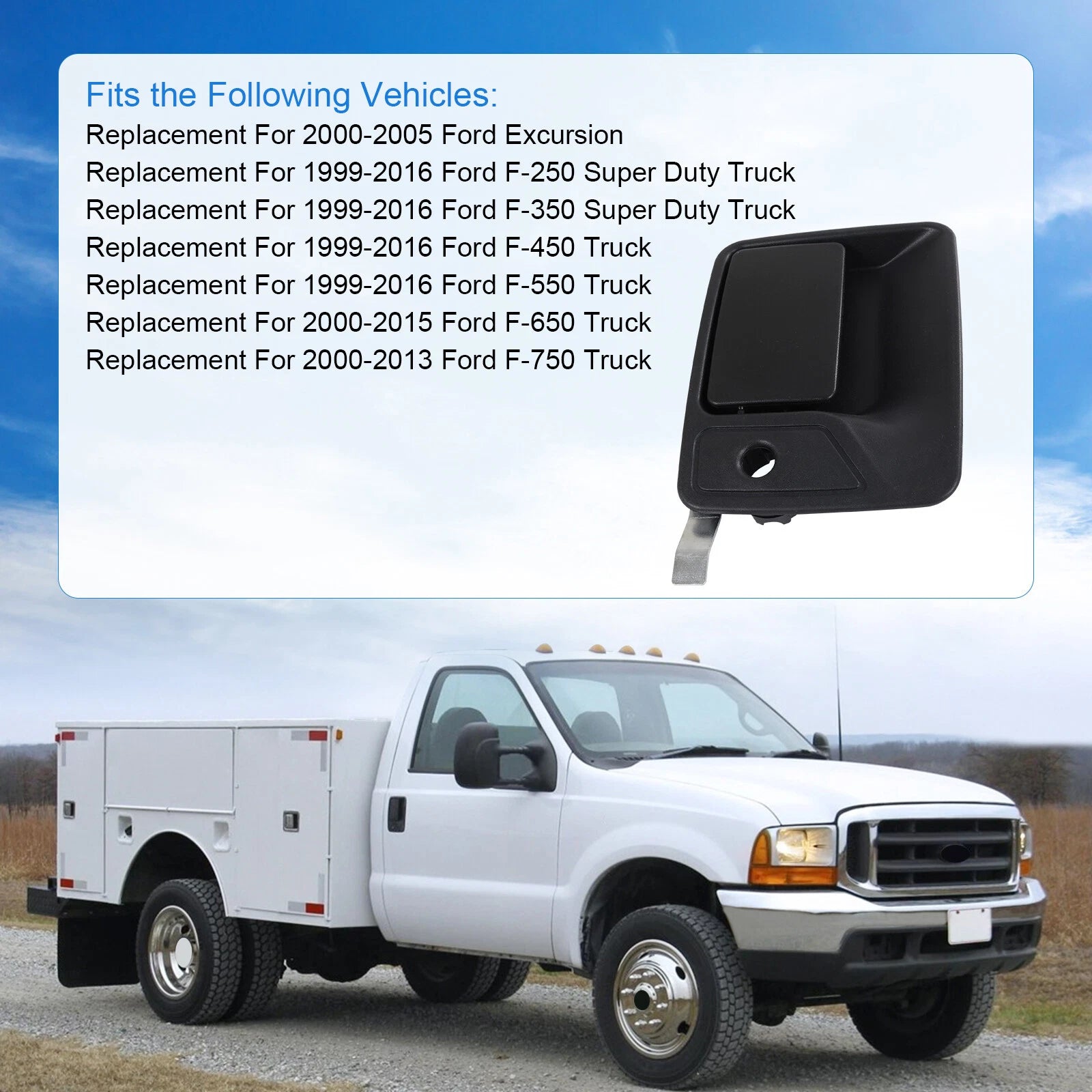 Front Outside Door Handle Black Right Passenger Side for Super Duty