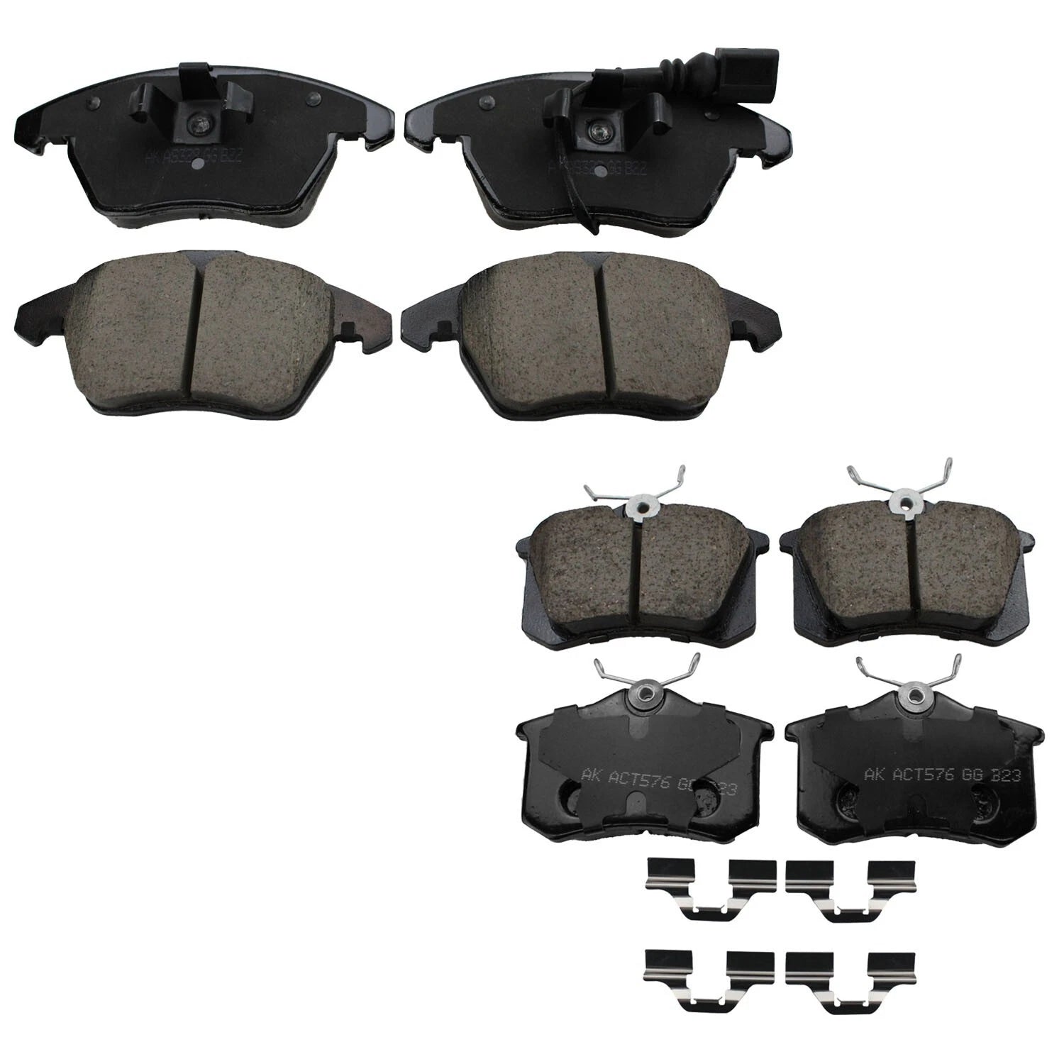 Akebono EURO Front & Rear Ceramic Brake Pad Kit for A3, Beetle, Golf, GTI, Jetta (2006–2016)